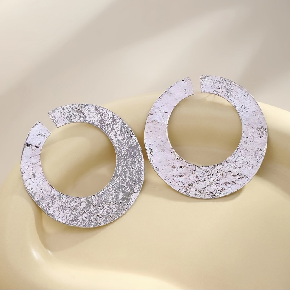 Silver Flat Statement Hoop - Picture 12 of 13